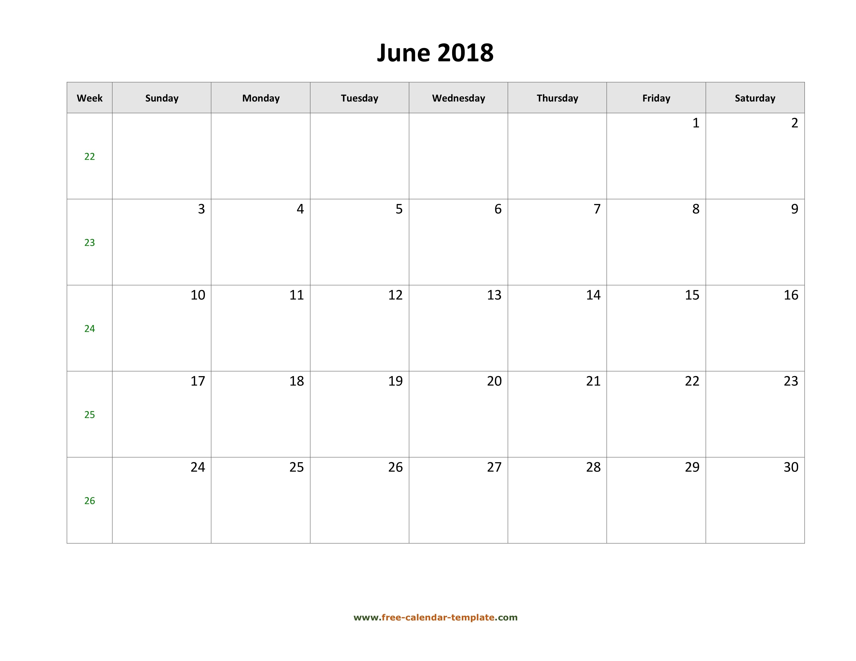 Printable Calendar 2018 With Large Boxes | Printable-Blank Calandar With Big Squares