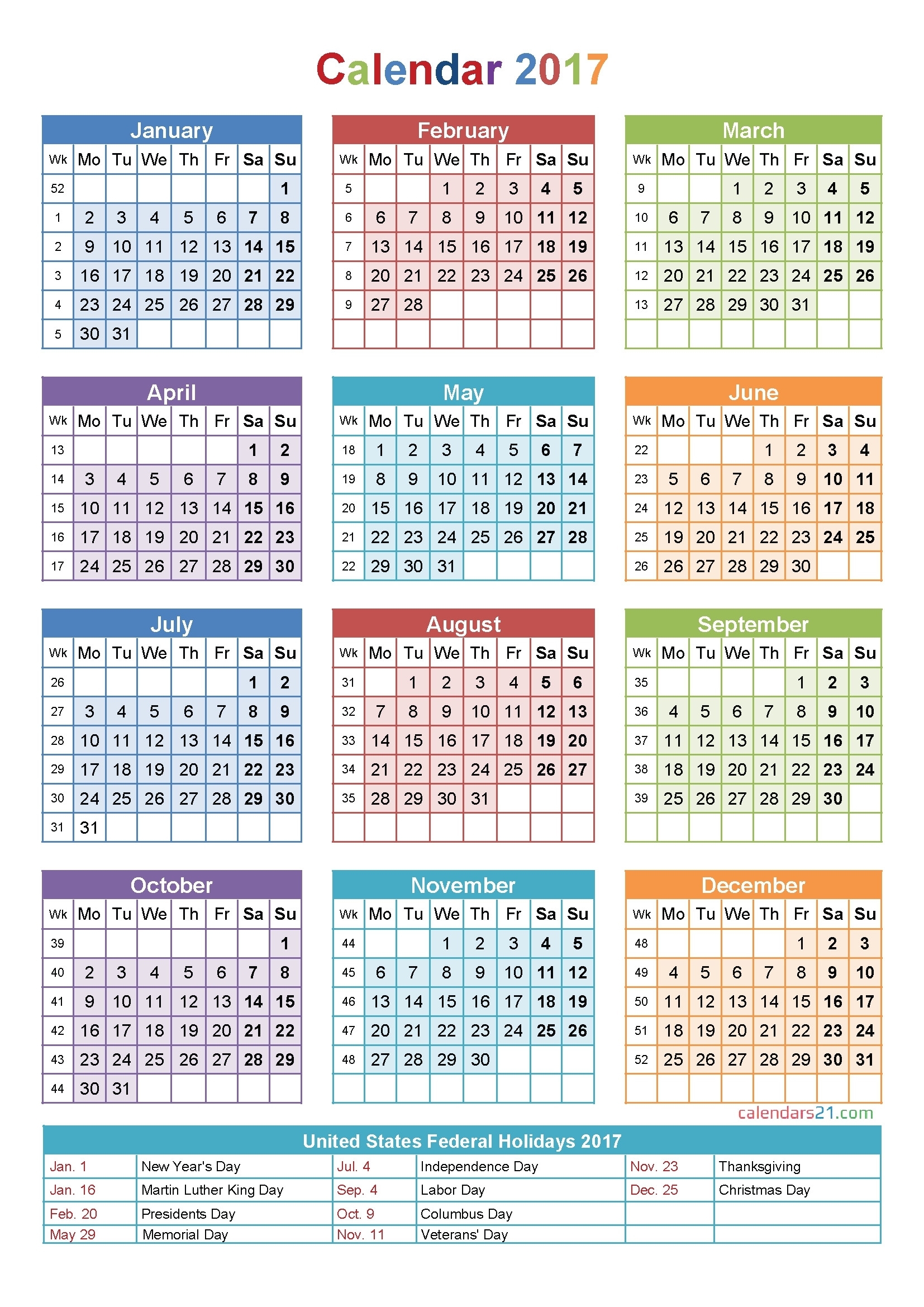 Printable Calendar 2018 With Week Numbers | Printable-Blank Calendar With Week Numbers