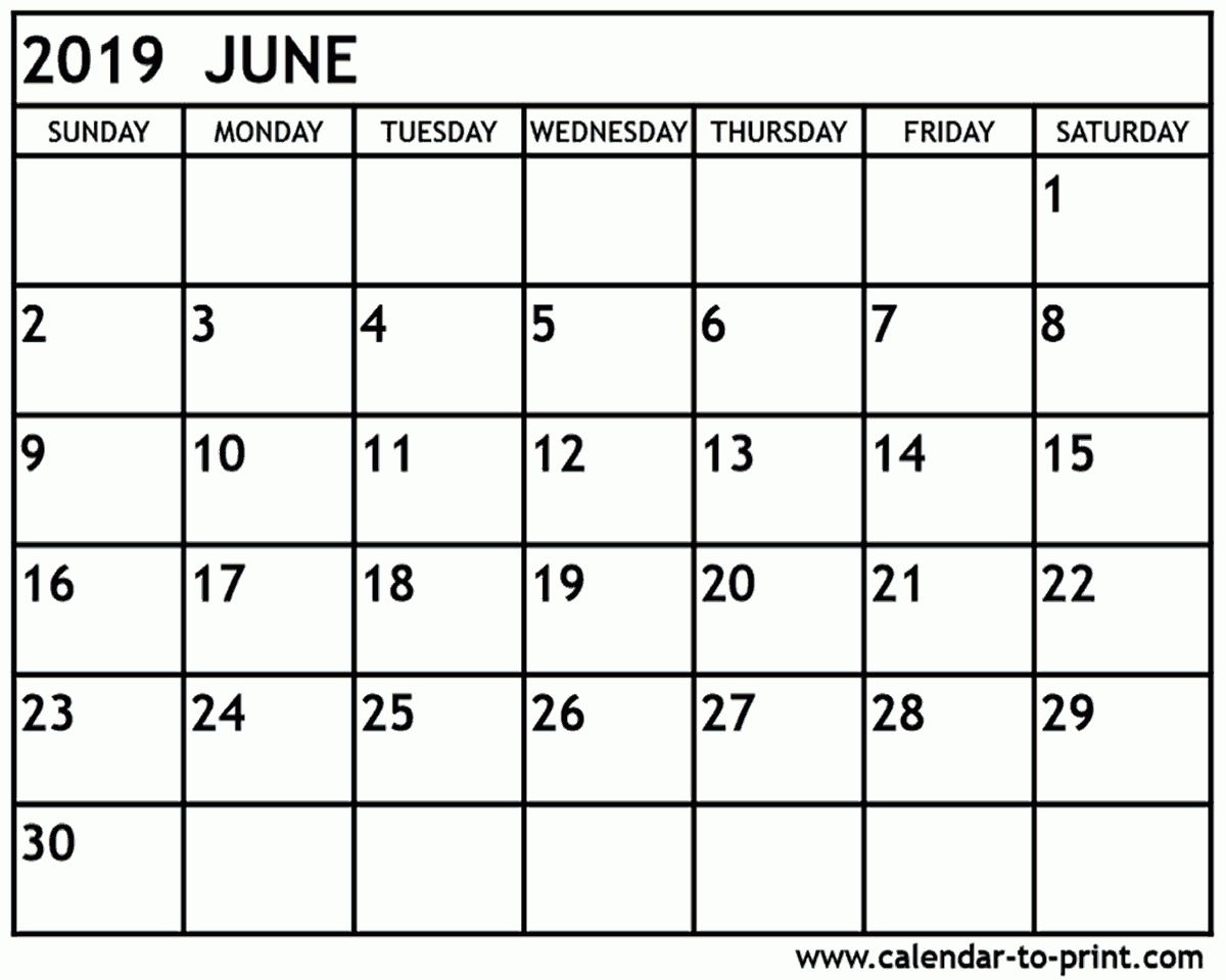 Printable Calendar 2019 June | Printable Calendar 2019-June And July Blank Calendar