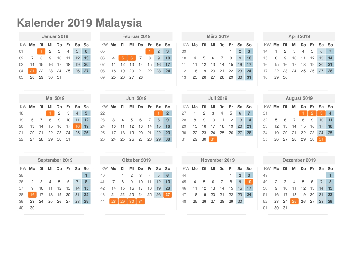 Printable Calendar 2019 Malaysia | Printable Calendar 2019-Calendar Excel Template With Malaysia Holiday