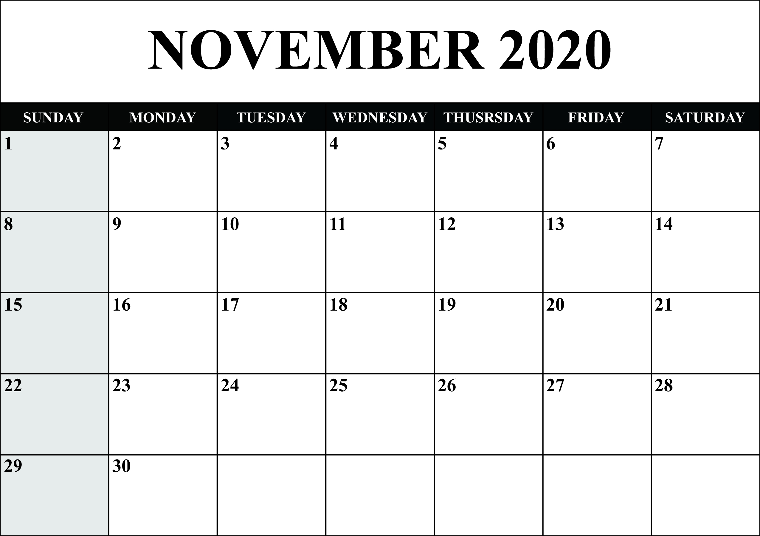 Printable Calendar 2020 Monthly Monday Start | Calendar-Blank Monthly Calendar Printable 2020 Monday Start