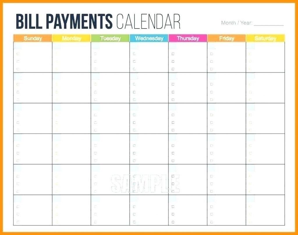 Printable Calendar For Bill Paying - Calendar Inspiration Design-Printable Monthly Bill Calendar