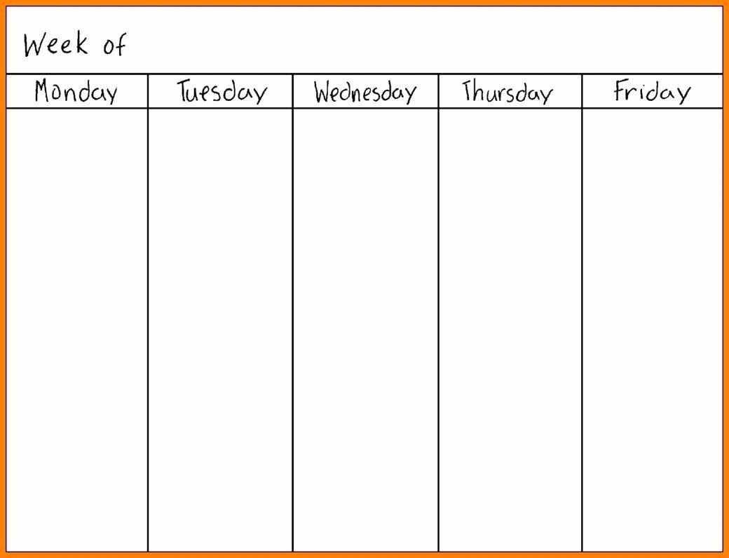 Printable Calendar Monday Through Friday