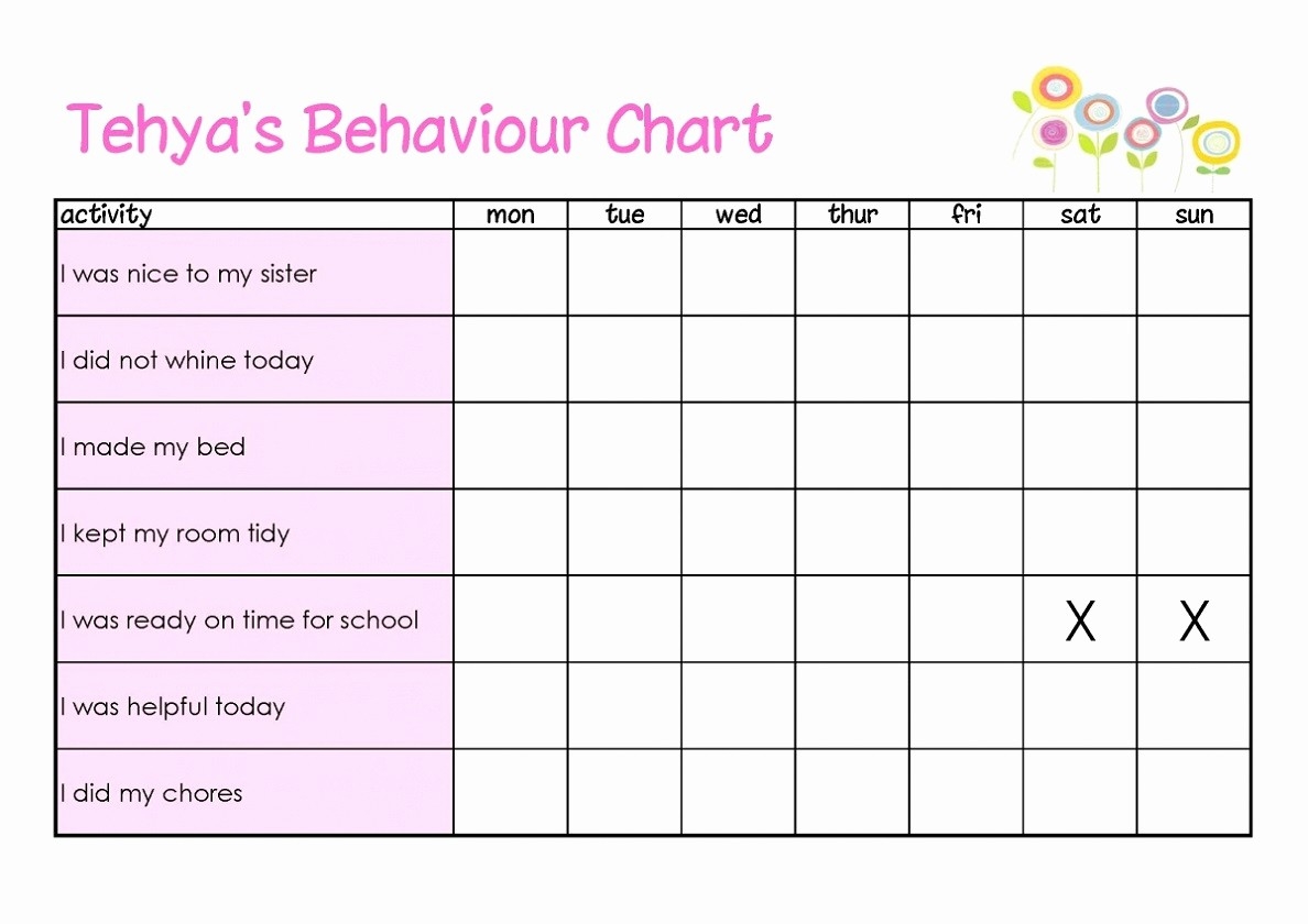 Printable Monthly Behavior Chart Printable Word Searches