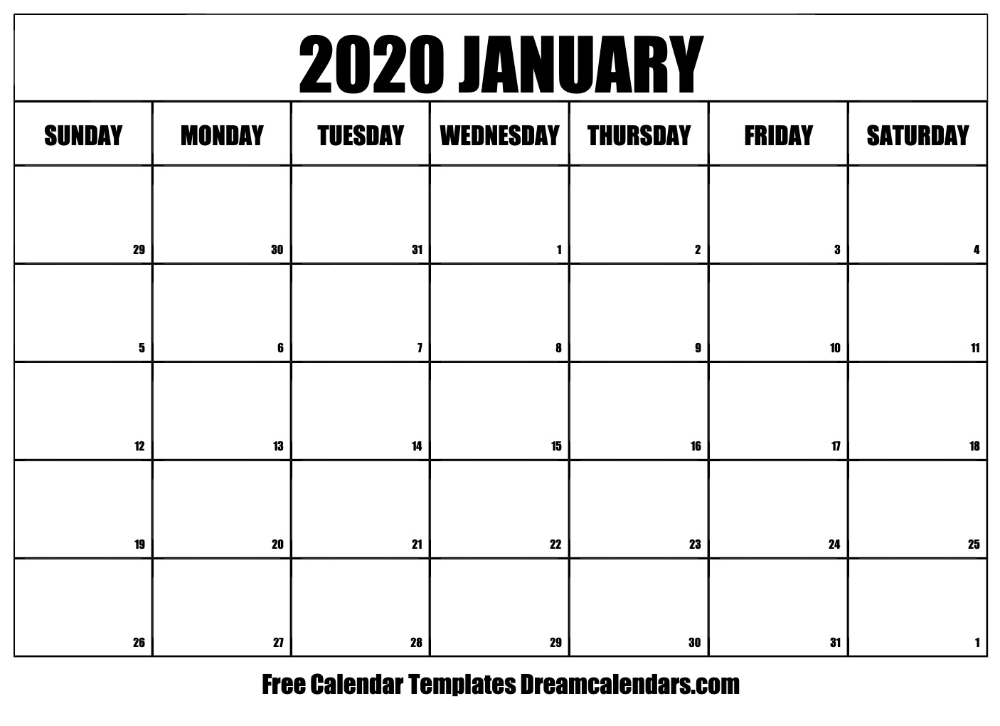 Printable January 2020 Calendar-2020 Calendar January And February