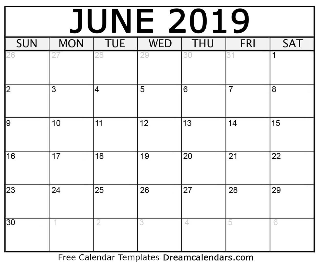 Printable June 2019 Calendar-Us Printable Blank Calendars