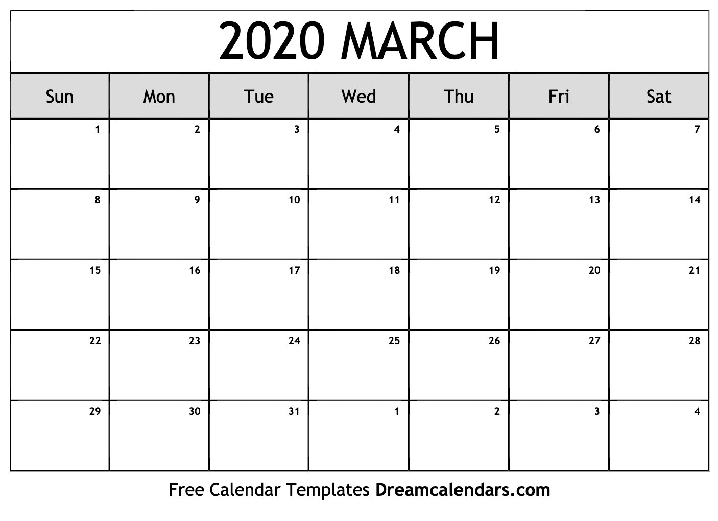 Printable March 2020 Calendar-Monthly Calendar Topics 2020