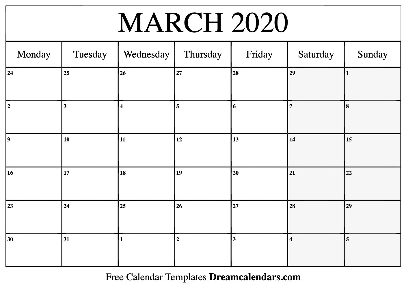 Printable March 2020 Calendar-Monthly Calendar Topics 2020