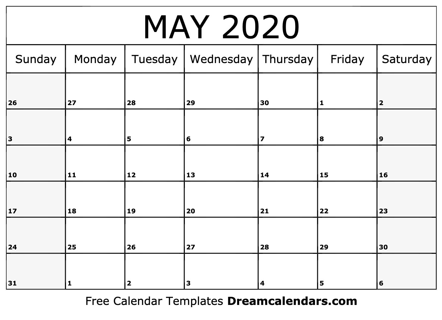 Printable May 2020 Calendar-Monday To Sunday May 2020 Template