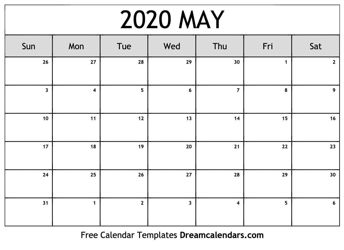 Printable May 2020 Calendar-Monday To Sunday May 2020 Template