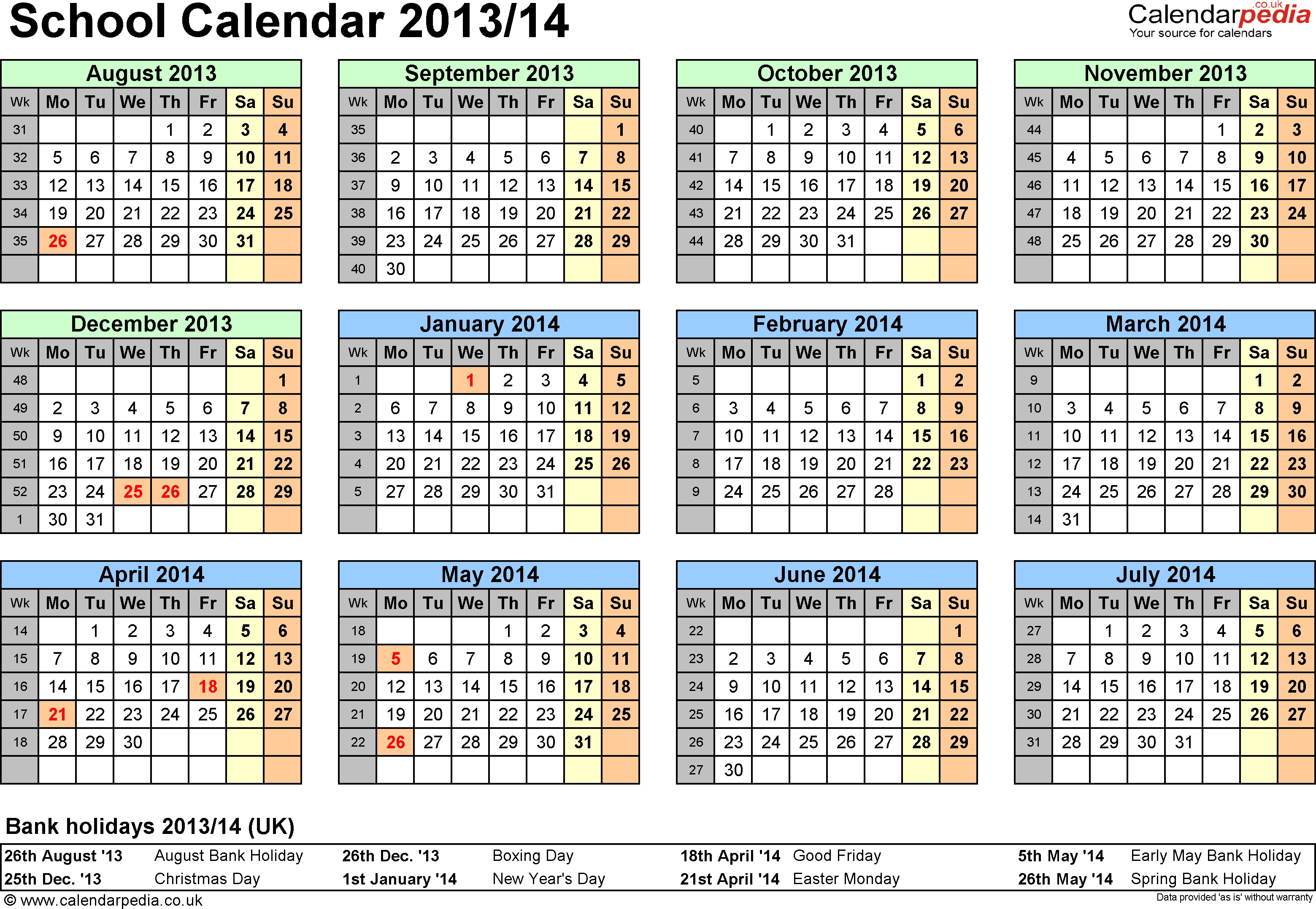 Printable School Calendar 2014 15 | Printable Calendar-Blank Calendar School Year Printable