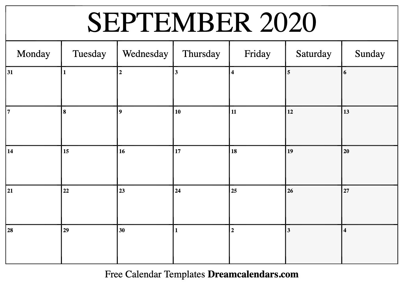 Printable September 2020 Calendar-Calendar Template Fill In Aug 2020
