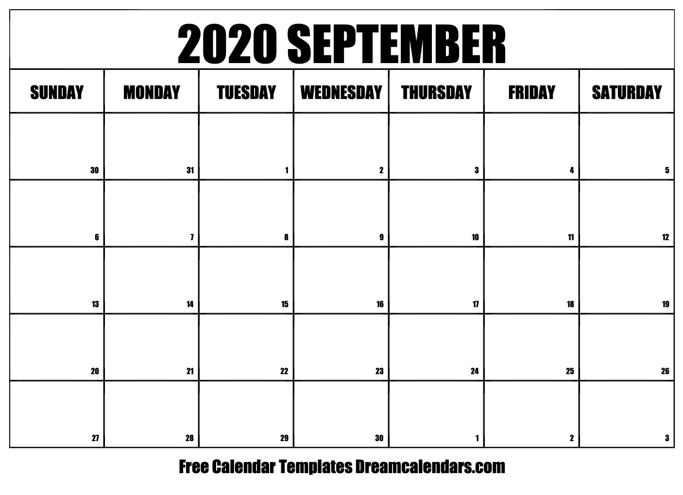 Printable September 2020 Calendar-Monday Through Friday September Calendar Template 2020