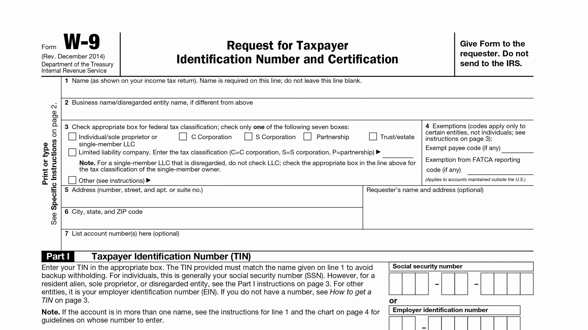 W9 2017 Printable Form 7707