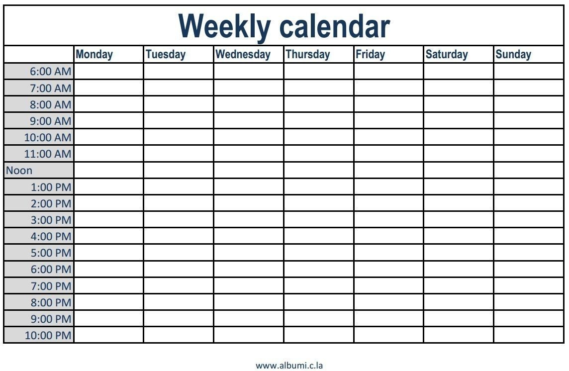 Printable Weekly Calendar With Time Slots Printable Weekly-Blank Calendar With Time Slots
