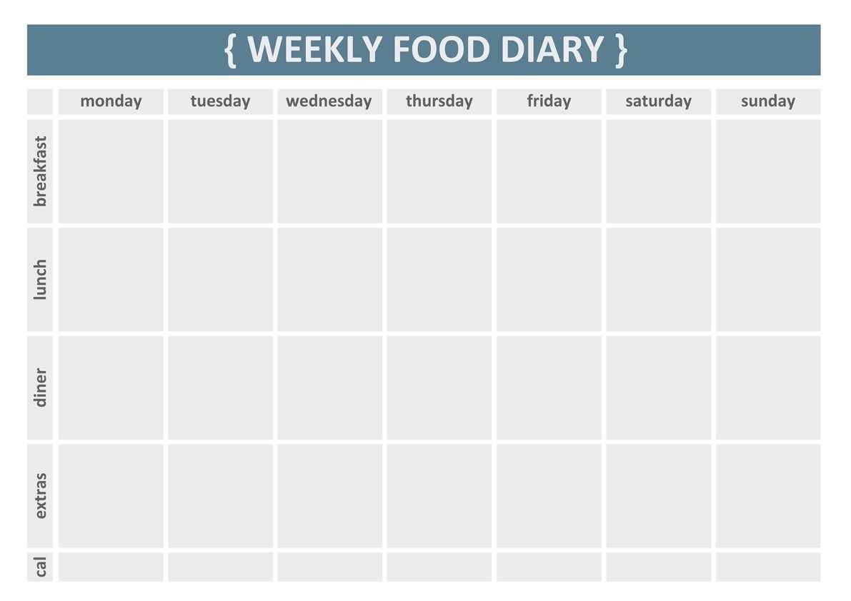 Printable Weekly Food Journal Template | Health | Food-Monday - Friday Diary Template