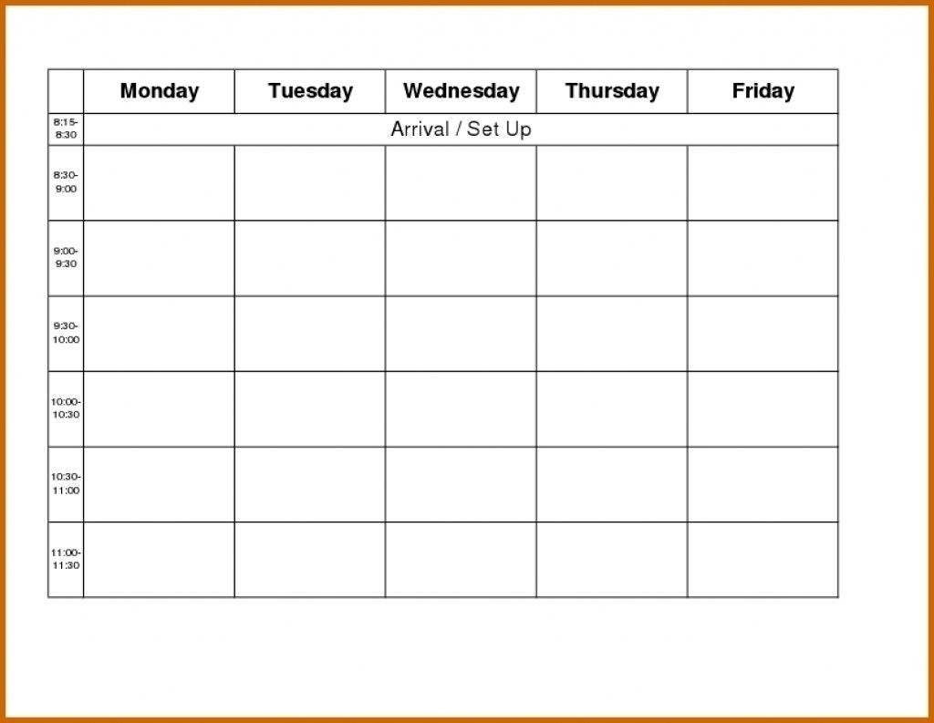 Template For Monday To Friday Calendar Template Printable template-for-monday-to-friday-calendar-template-printable