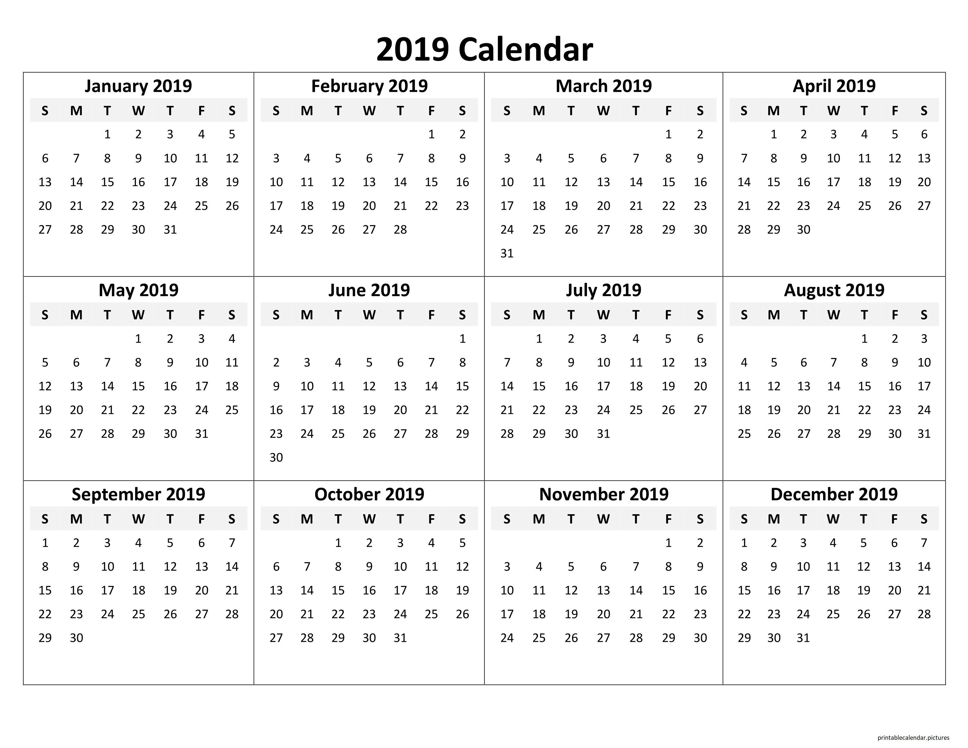 Printable Yearly Calendar 2019 | Printable Calendar 2019-Printable 18 Month Blank Calendar