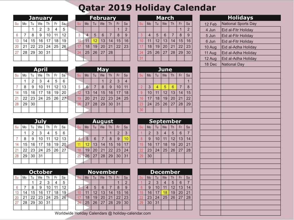Qatar 2019 / 2020 Holiday Calendar-2020 Islamic Calendar Holidays