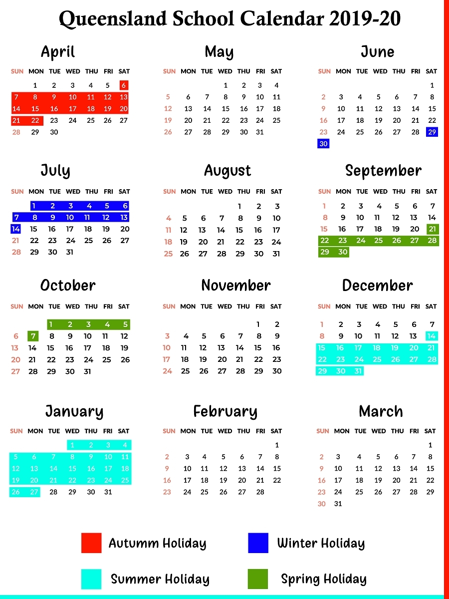 Qld School Holidays Calendar 2019 – 2020 | Qld School-Calender With Qld Holidays 2020 Printable