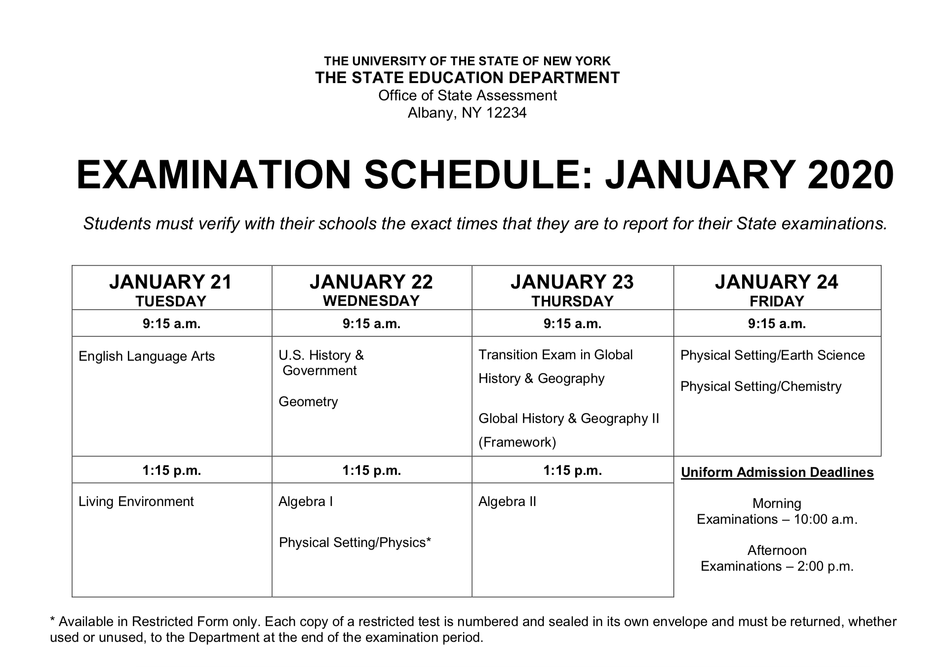 January 2020 Regents Calendar Calendar Template Printable