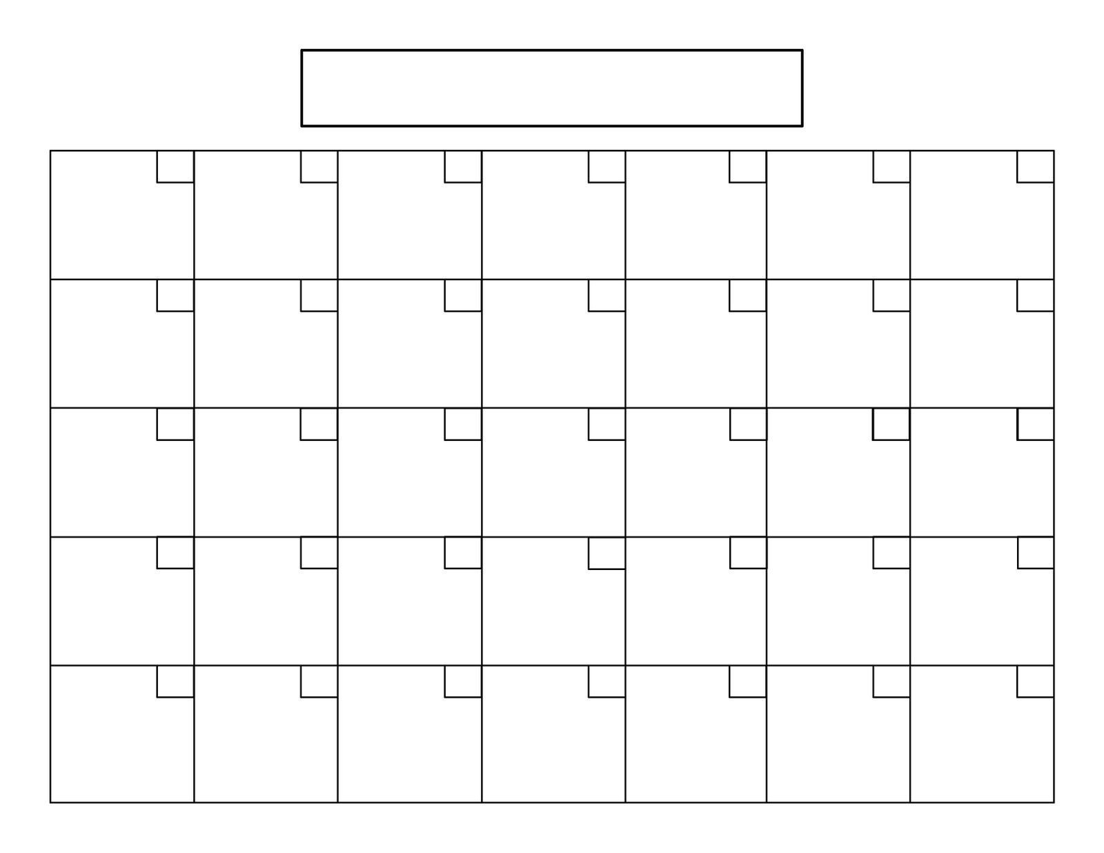 blank calender 31 days calendar template printable