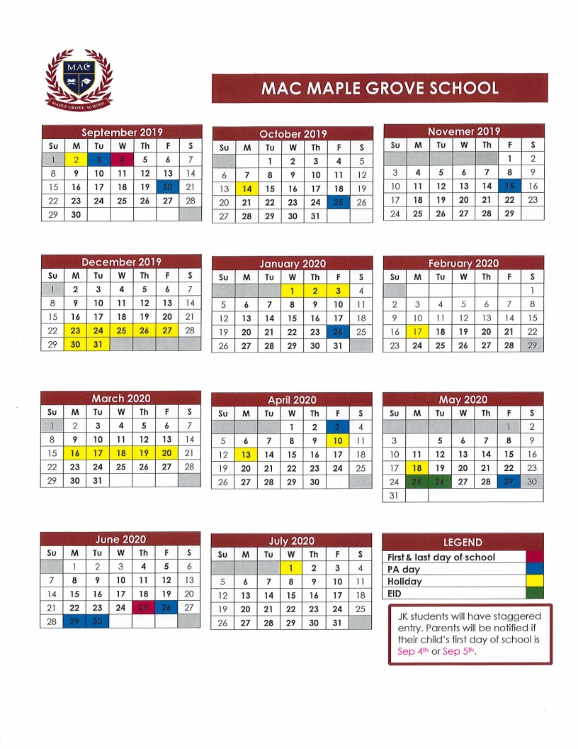 School Calendar 2019-2020 | Mac Mgs-Monthly Calendar 2020 Quran