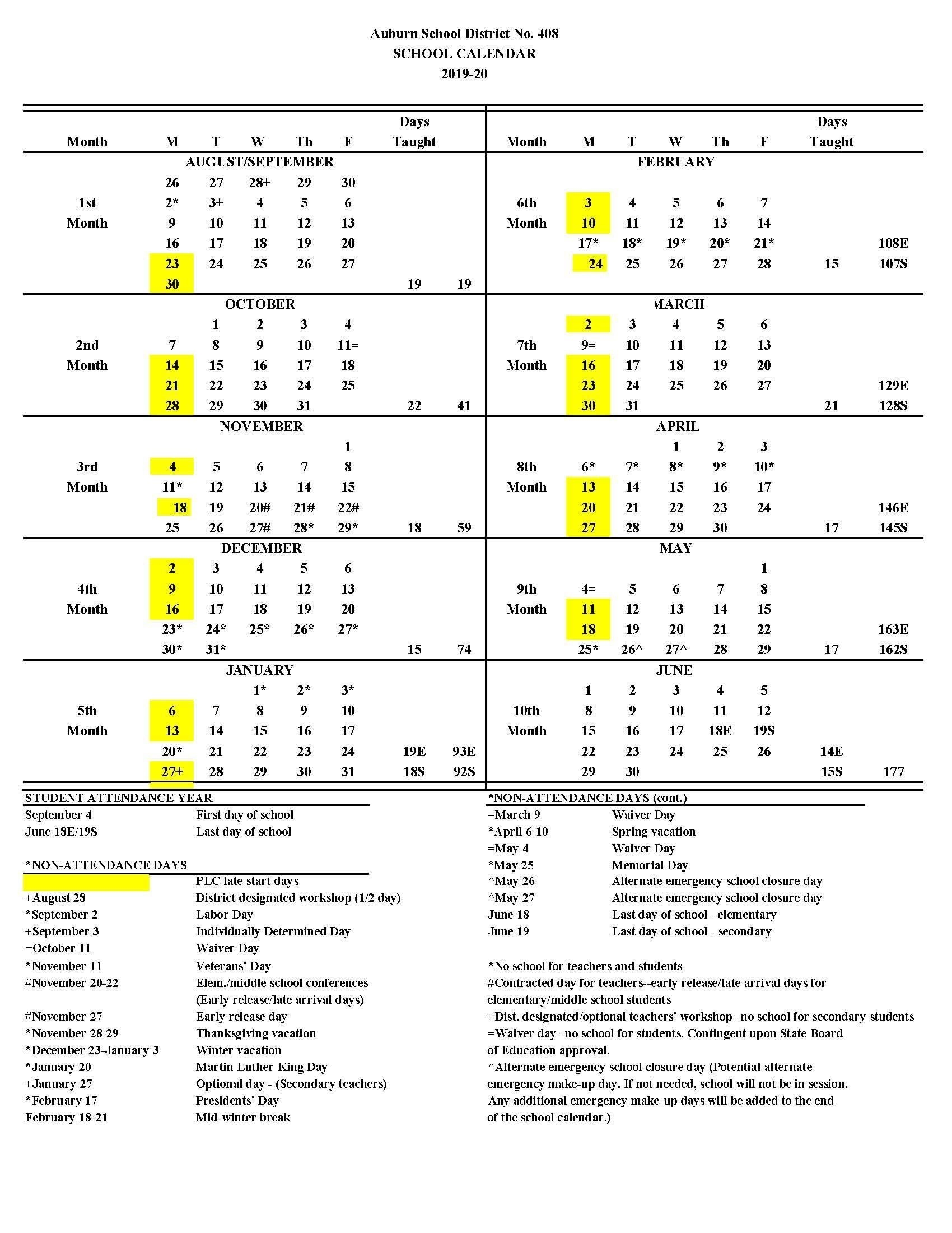 School Calendar / School Calendar-Key West Calendar January 2020