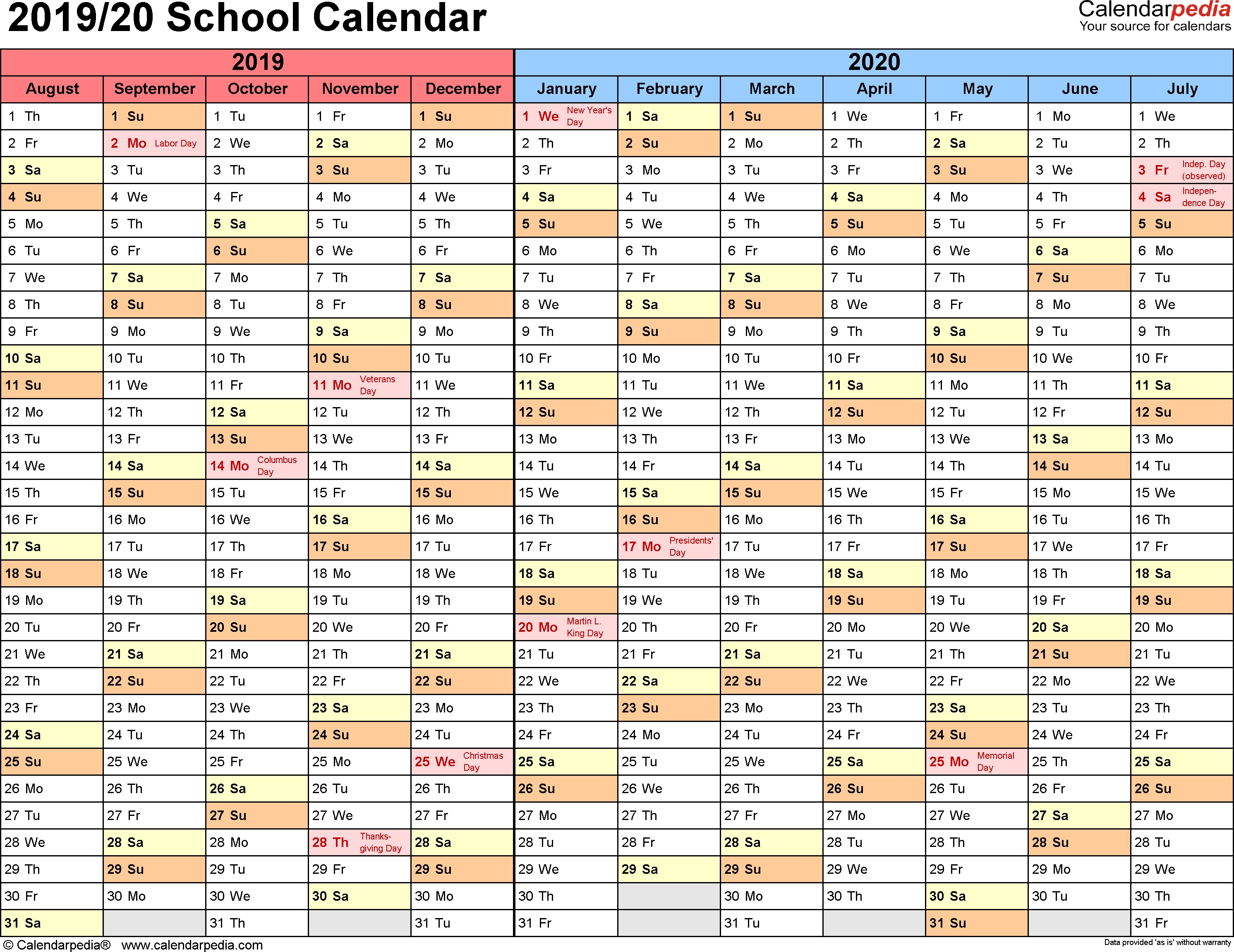 School Calendars 2019/2020 As Free Printable Excel Templates-School Holidays 2020 Malaysia