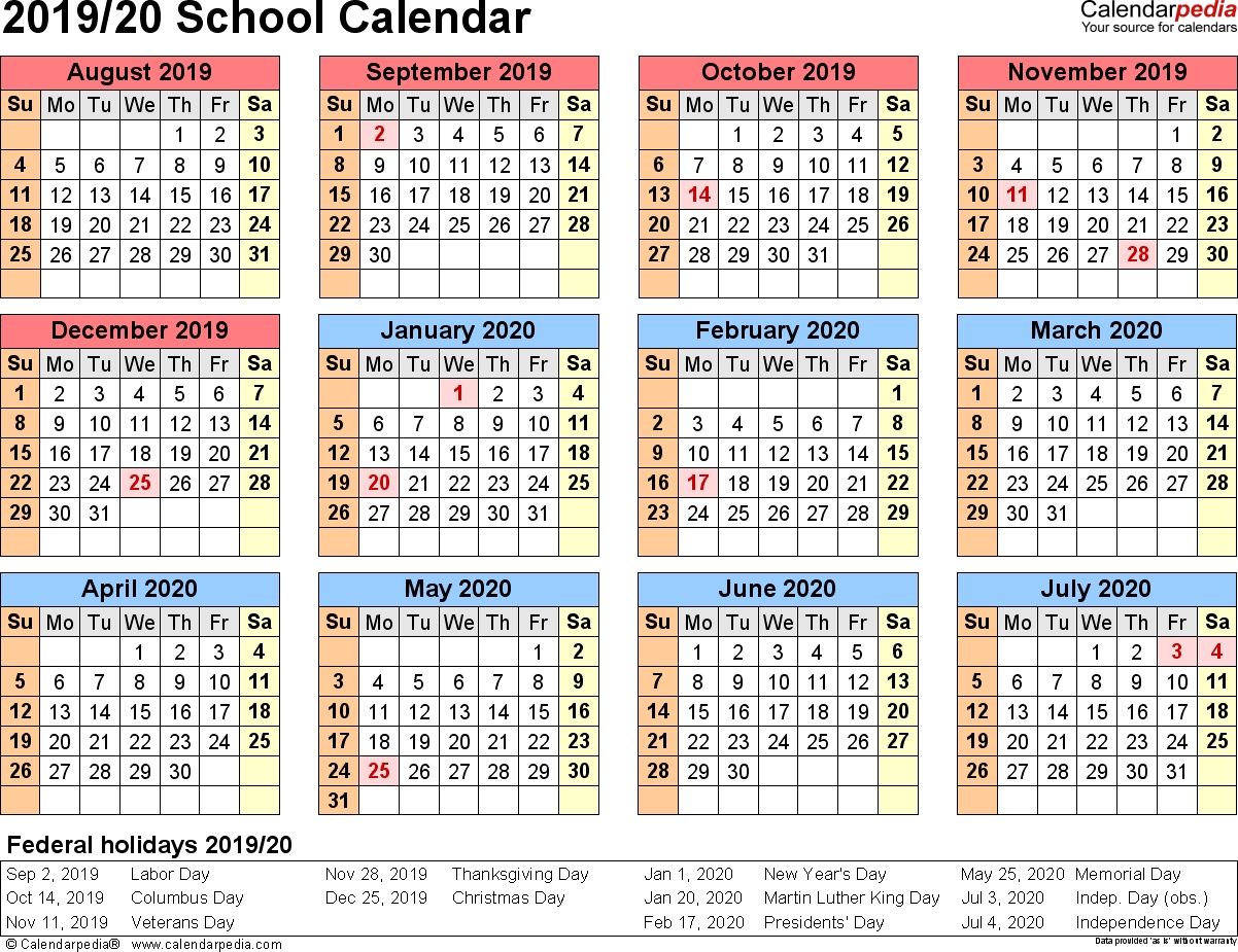 School Calendars 2019/2020 As Free Printable Pdf Templates-January 2020 School Calendar