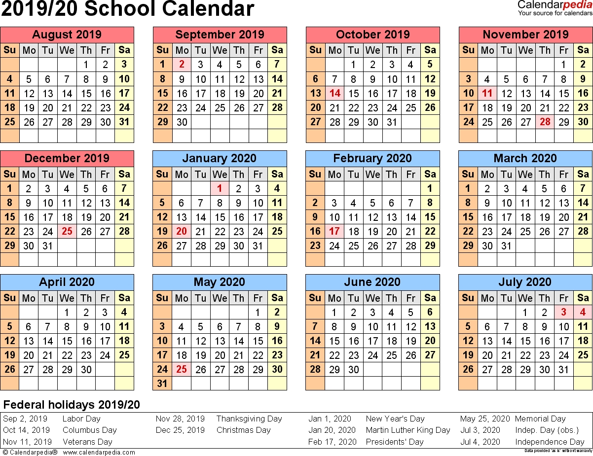School Calendars 2019/2020 As Free Printable Word Templates-Blank Calendar School Year Printable