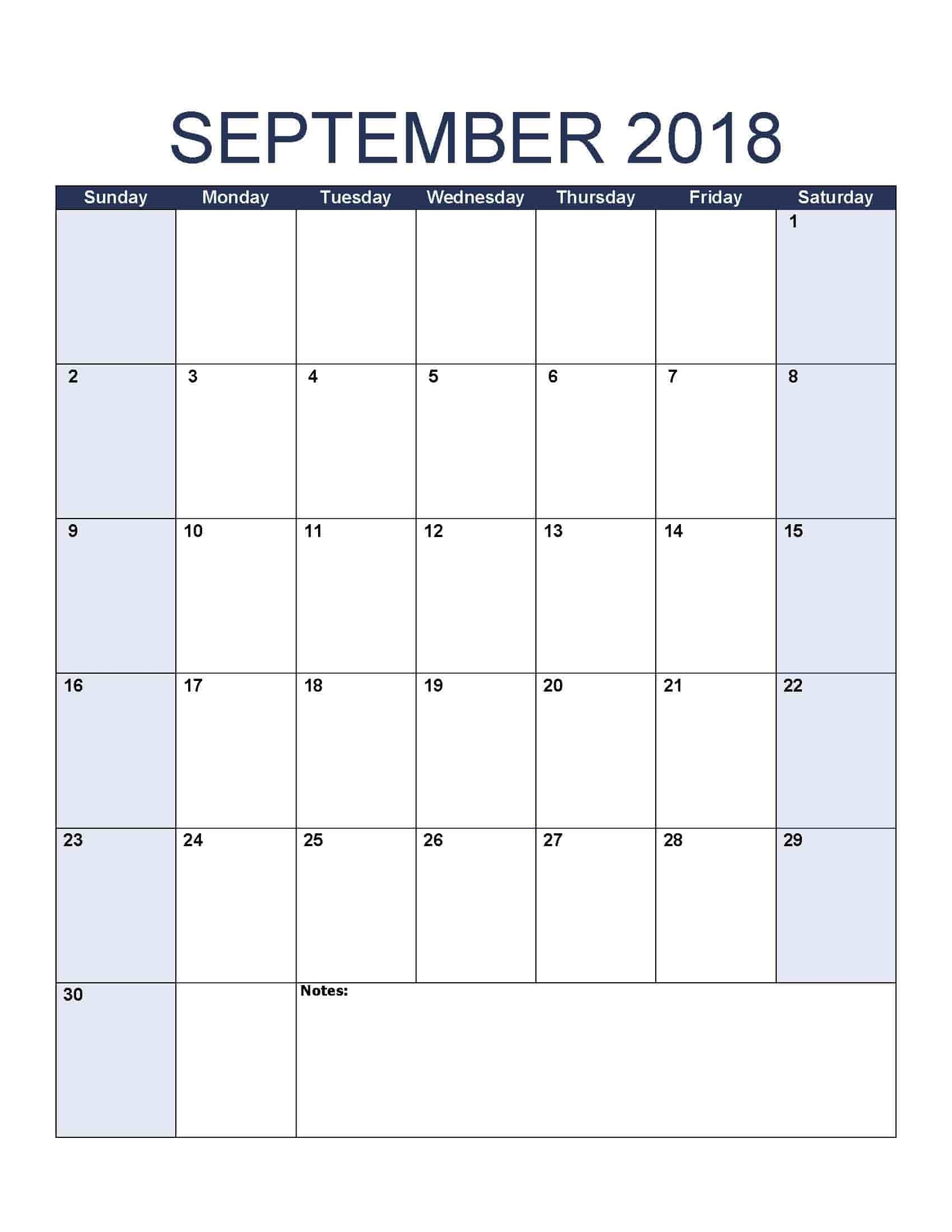 September 2018 Calendar - Free, Printable Calendar Templates-Blank Calendar Template With Jewish Holidays
