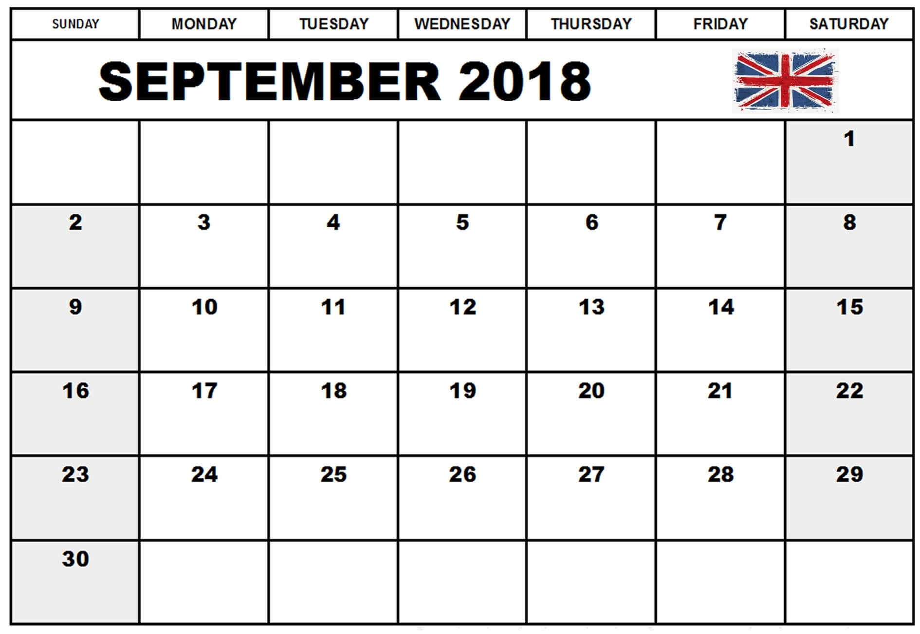 September 2018 Calendar Uk-Blank Printable Catholic Calender September