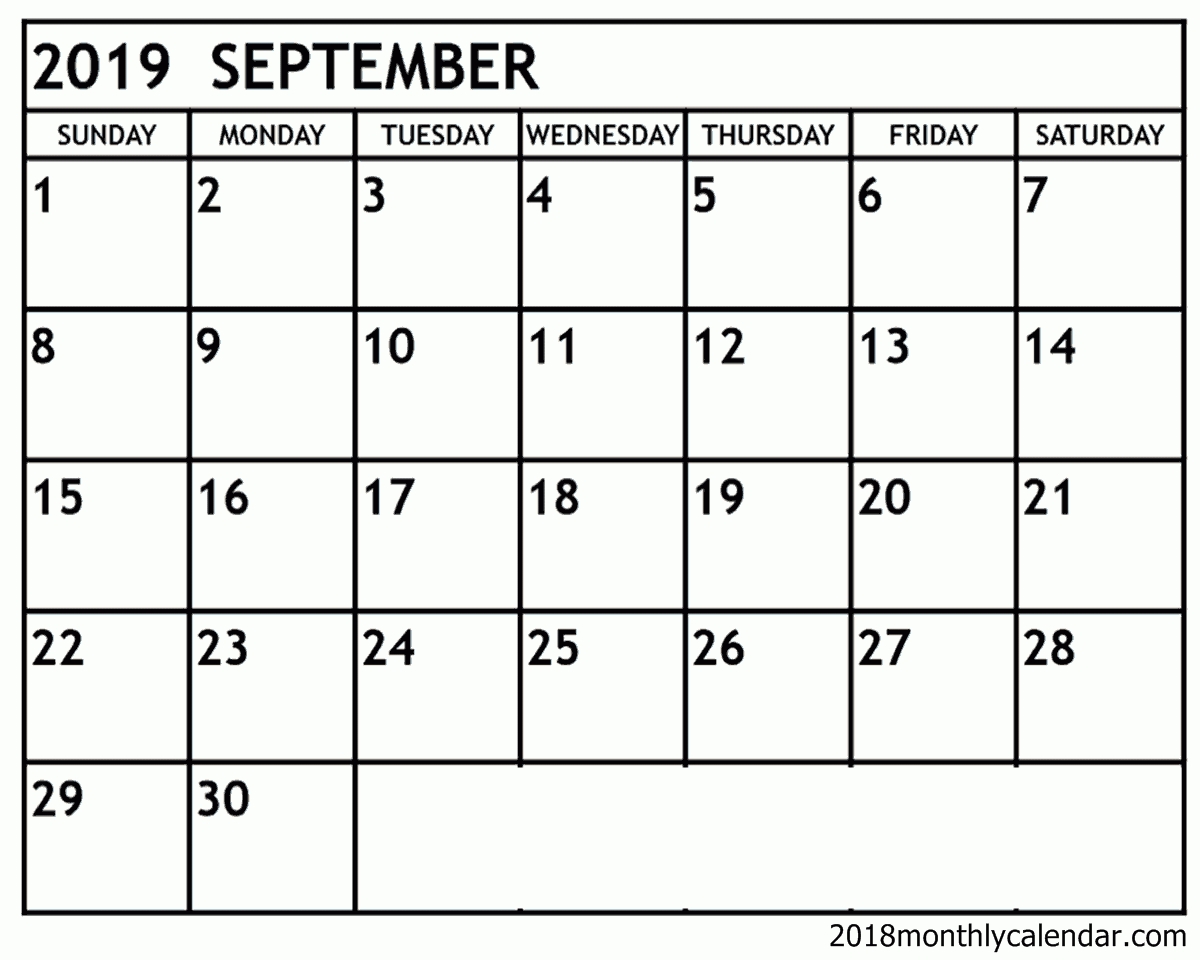 September 2019 Calendar Blank Editable | Free September 2019-Blank Printable Catholic Calender September