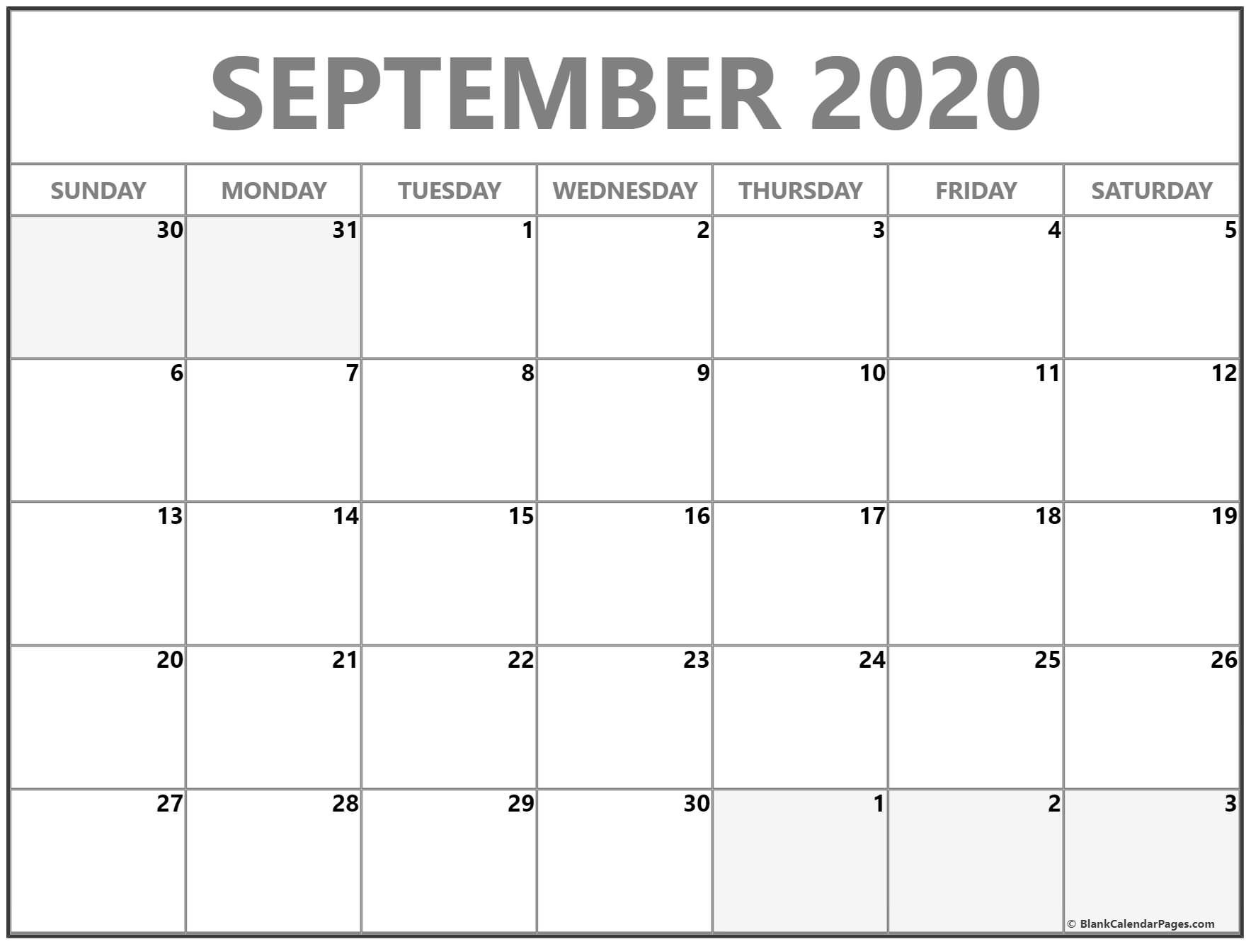 September 2020 Calendar | Free Printable Monthly Calendars-Monday Through Friday September Calendar Template 2020