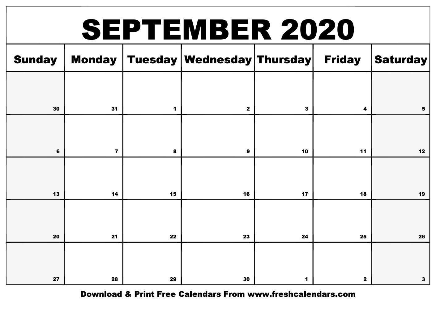 September 2020 Calendar Printable - Fresh Calendars-Monday Through Friday September Calendar Template 2020