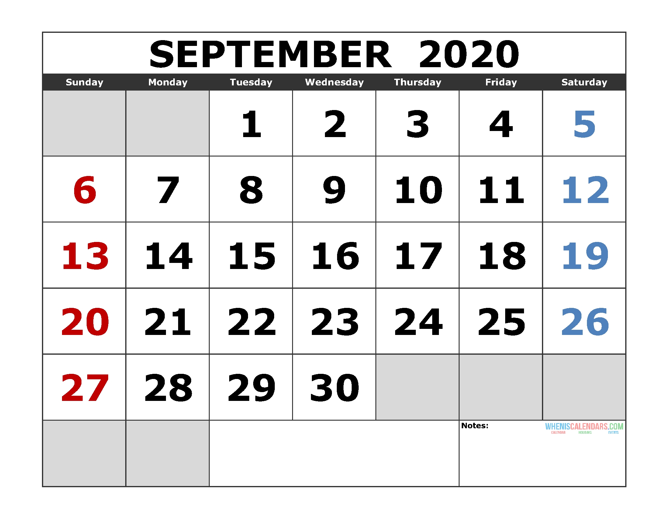 September 2020 Printable Calendar Template Excel, Pdf, Image-2020 Calendar With Jewish Holidays Pdf