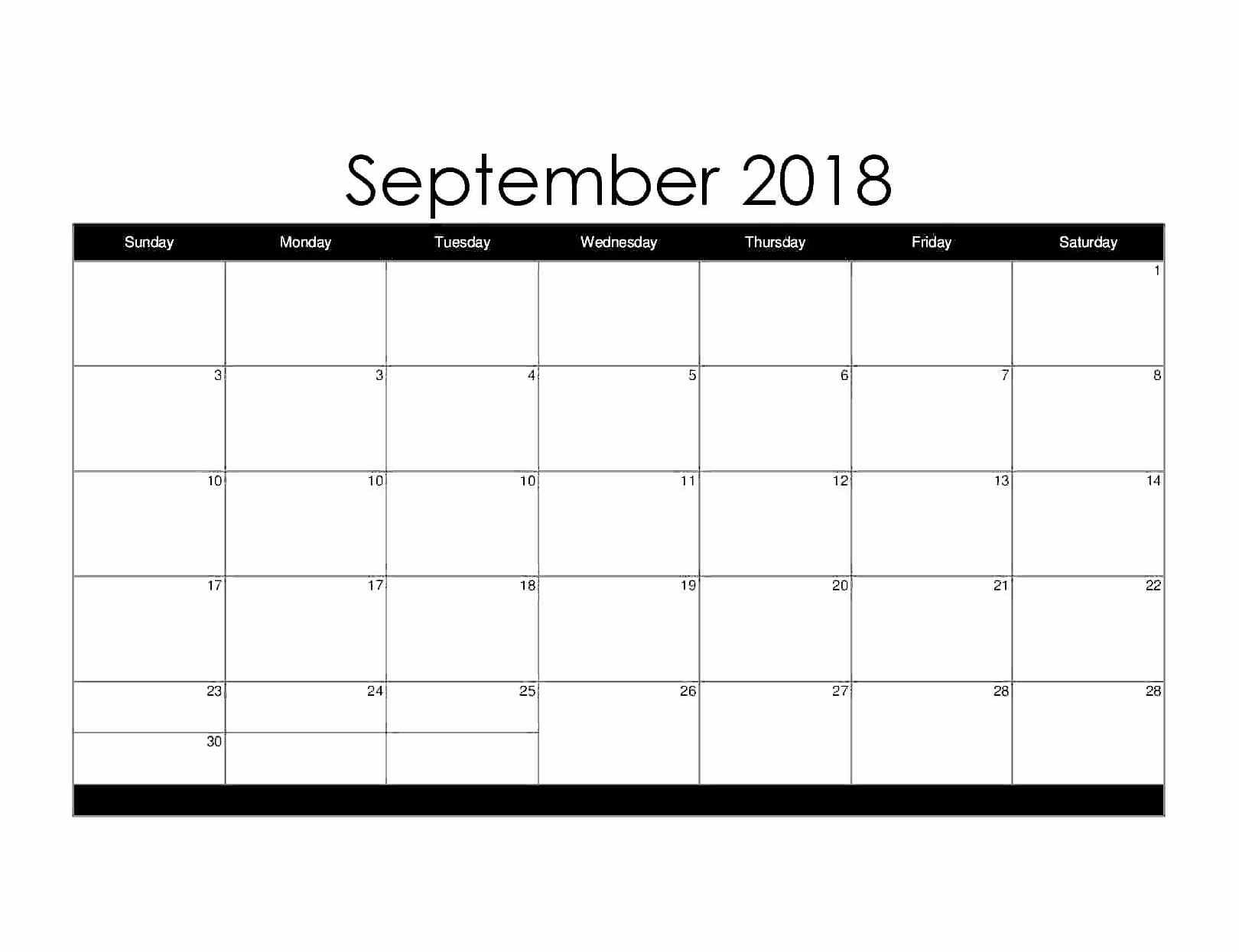 September Month Calendar 2018 Start With Monday-Monthly Calendar Starting With Monday