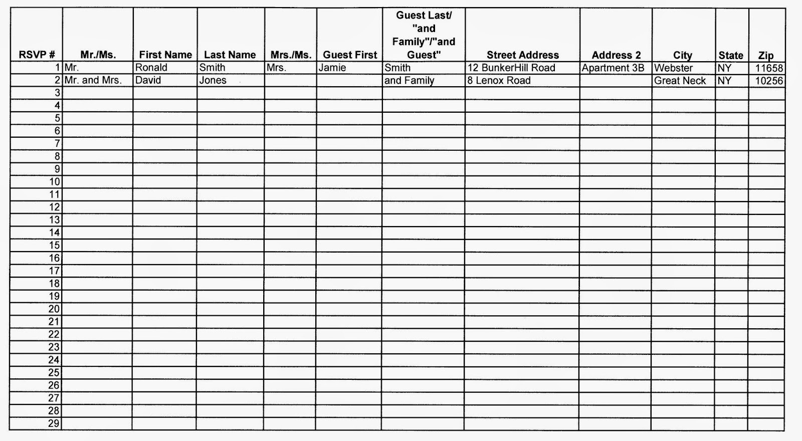 Shawn Rabideau Events And Design: Organizing Your Guest List-Event Guest List Template Excel