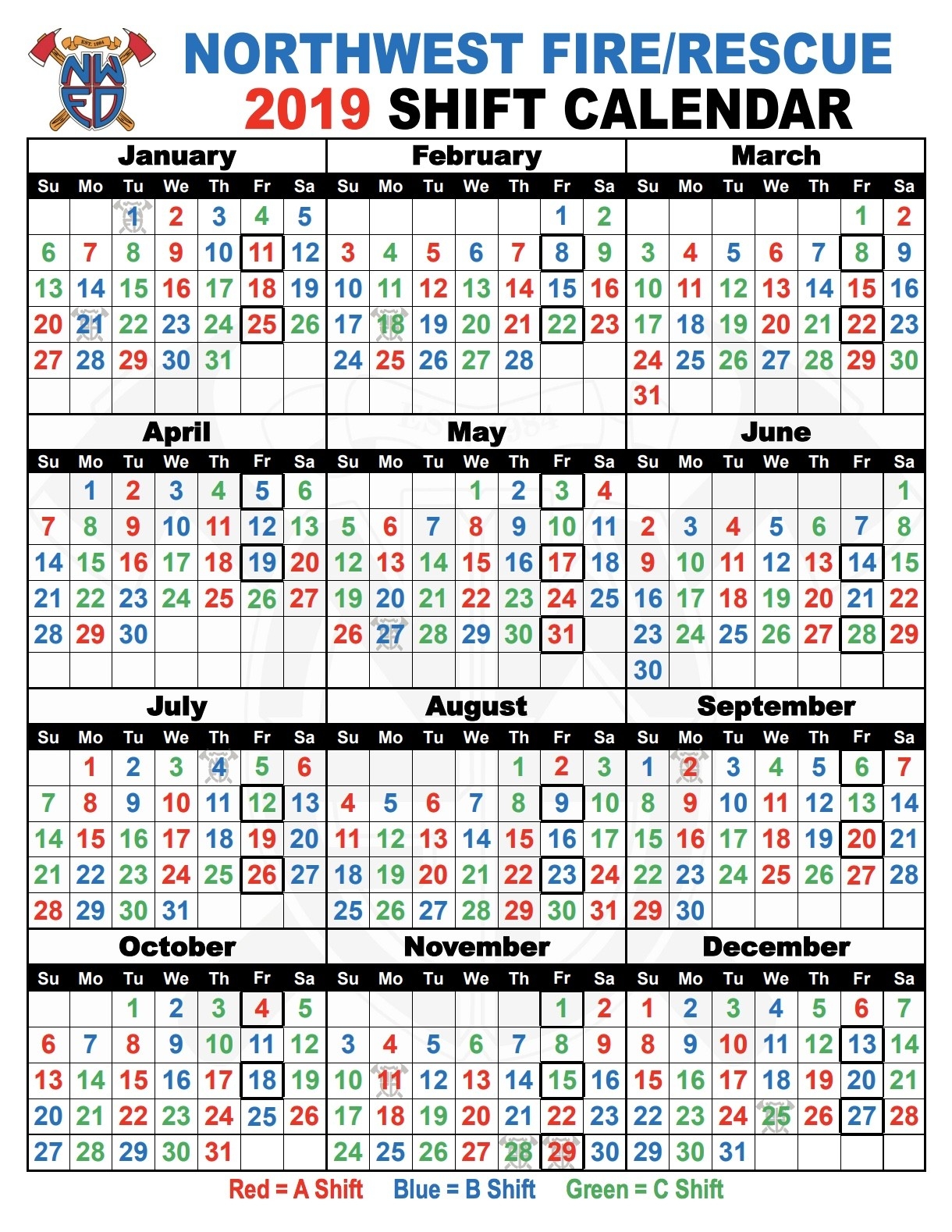 Firefighter Shift Calendar Template Calendar Template Printable