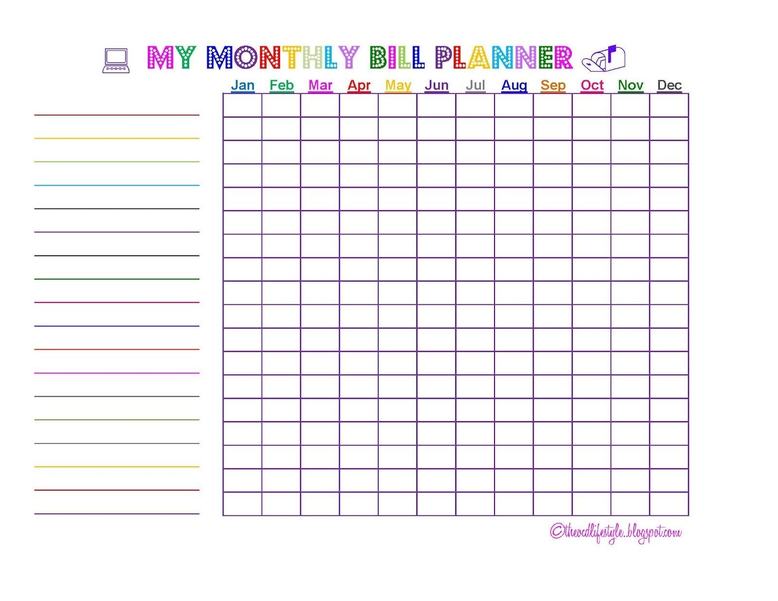 Simply Sensational Tuesday #8 | Finance/savings Stuff | Bill-Printable Monthly Bill Chart