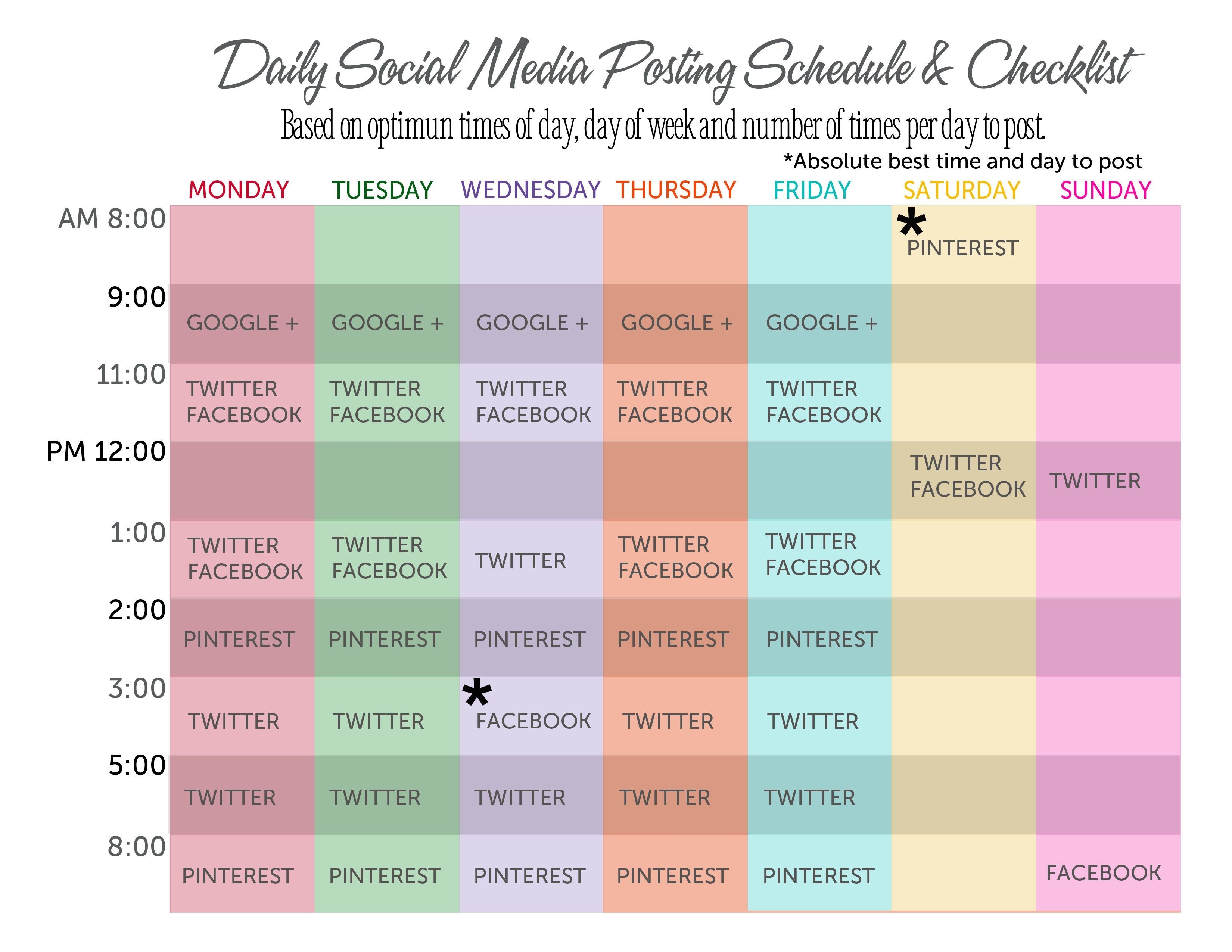 Social Media Posting Schedule | Social Media Marketing-Social Media Posting Schedule Template
