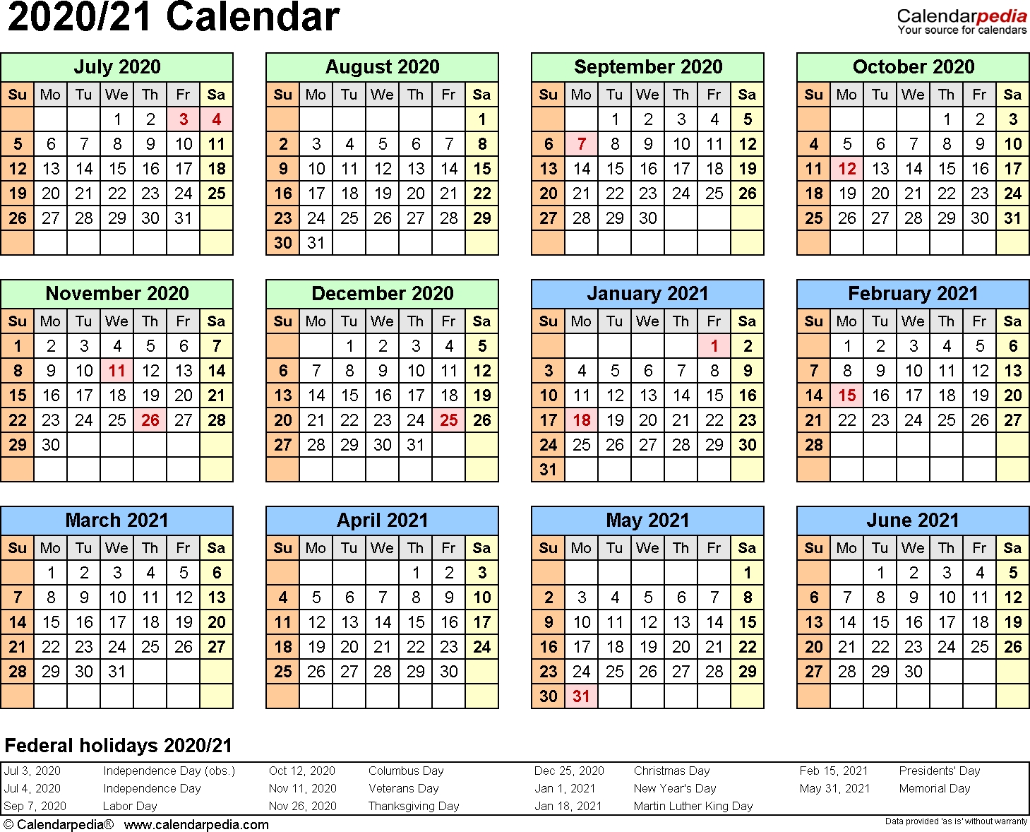 Split Year Calendar 2020/21 (July To June) - Word Templates-Blank 5 Day Calendar 2020