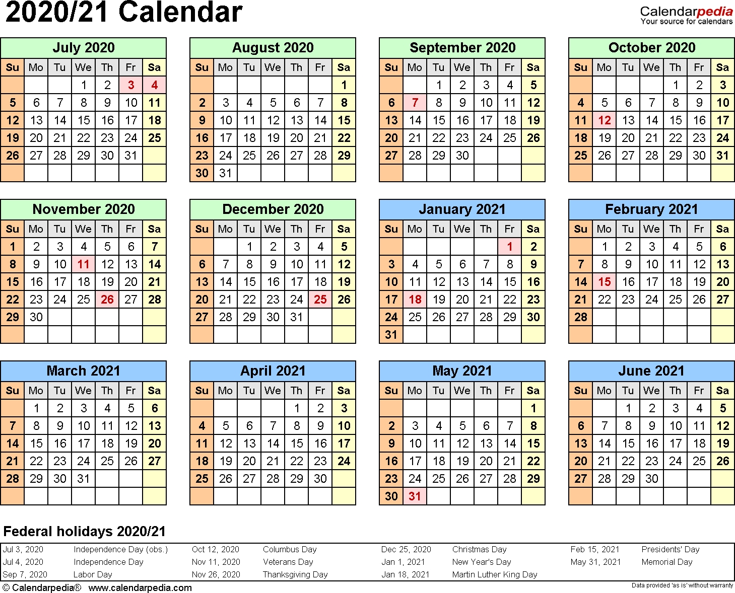 Split Year Calendar 2020/21 (July To June) - Word Templates-Microsoft Calendar Templates 2020