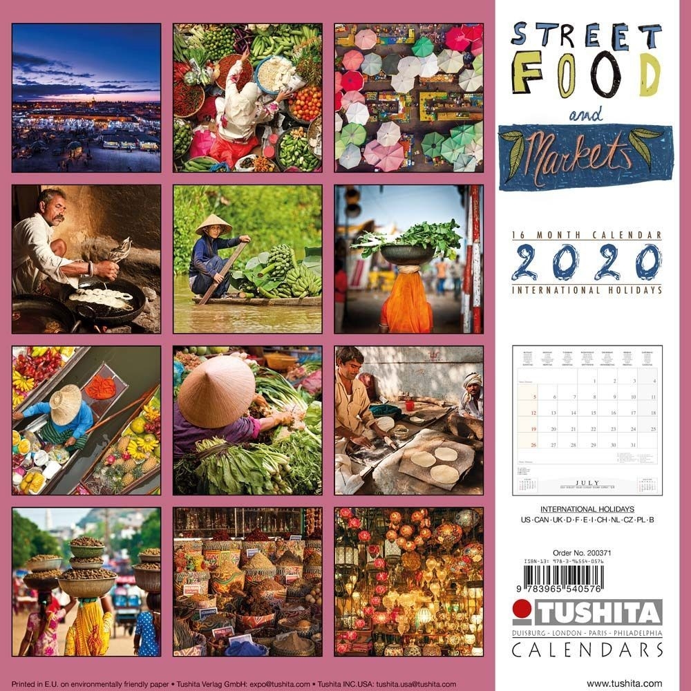Street Food 2020 Wall Calendar-2020 Calendar With Food Holidays