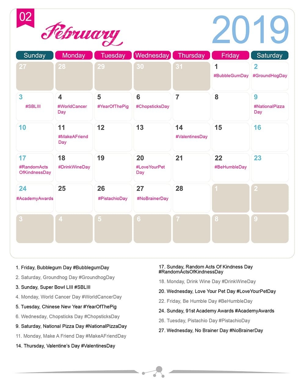 The 2019 Social Media Holiday Calendar - Make A Website Hub-National Food Holidays Calendar 2020