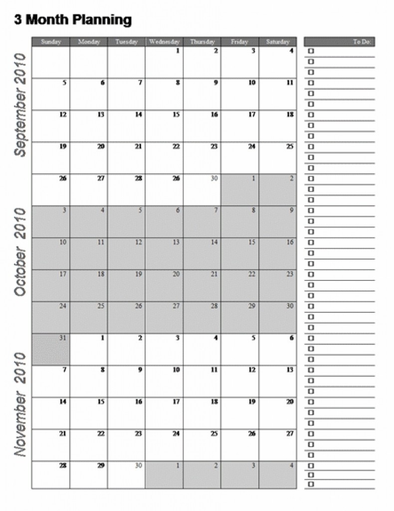 3 Month Blank Calendar Template Calendar Template Printable