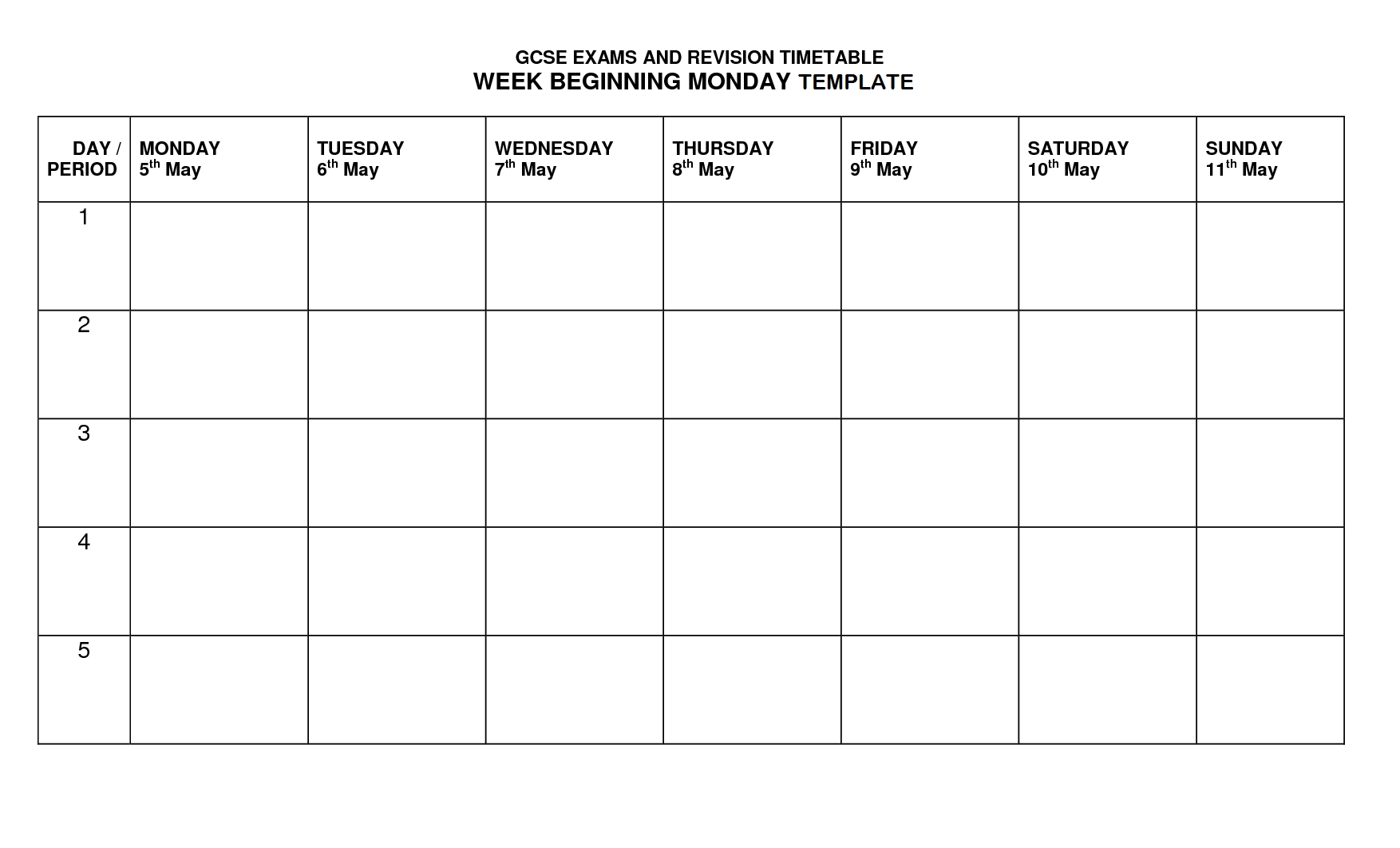 Timetable Template | Timetable Templates | Timetable-Monday - Friday Timetable Template