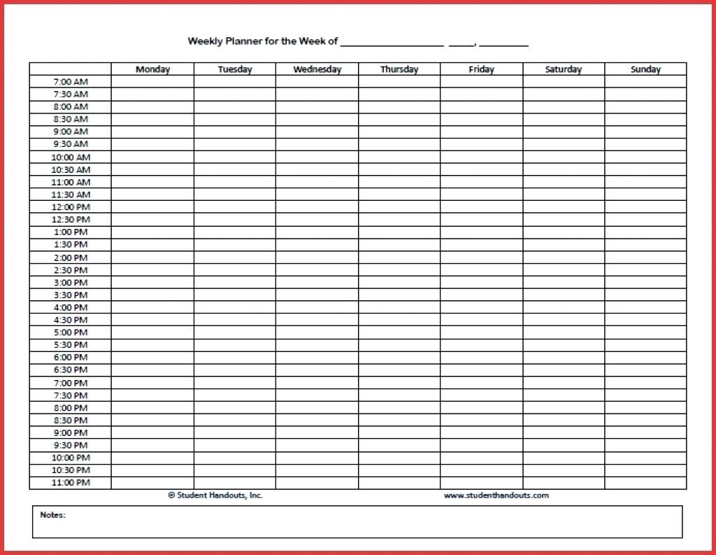 Blank Weekly Calendar 15 Minute Increments Calendar Template Printable