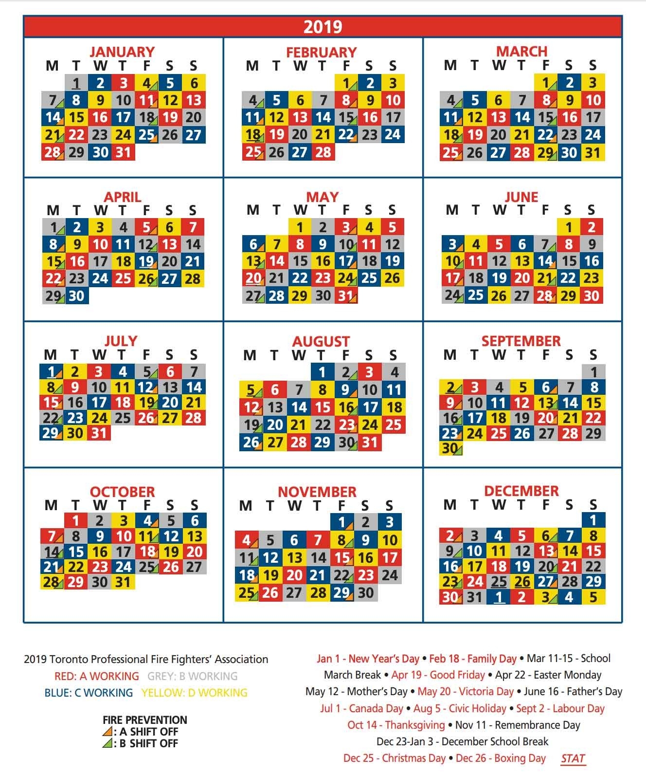 Toronto Fire Shift Calendar | Greater Toronto Multiple Alarm-Firefighter Shift Calendar Template